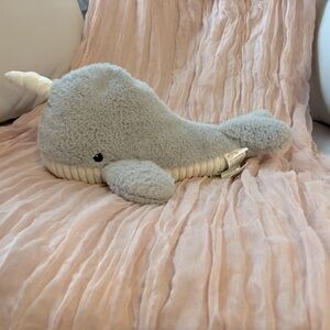 Charming Gray Narwhal Plush for Kids